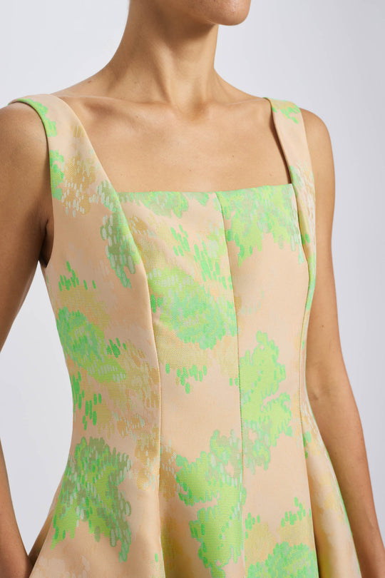 Abstract Jacquard Square Neck Dress, $650, dress from Collection Evening by Amsale, Fabric: jacquard