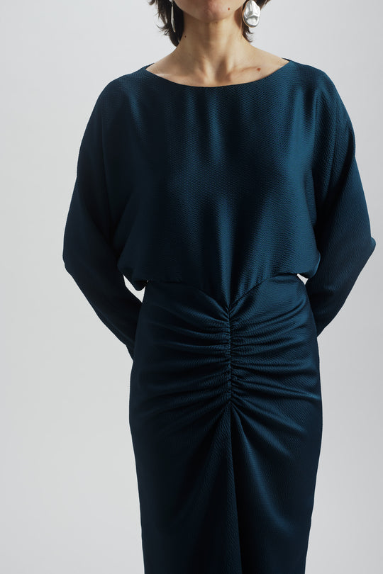 Dolman Sleeve Dress, $990, dress from Collection Evening by Amsale, Fabric: hammered-satin