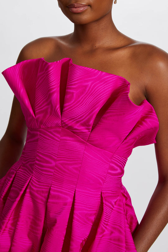Moiré Bias Ruffle Dress, $850, dress from Collection Evening by Amsale, Fabric: italian-moiré