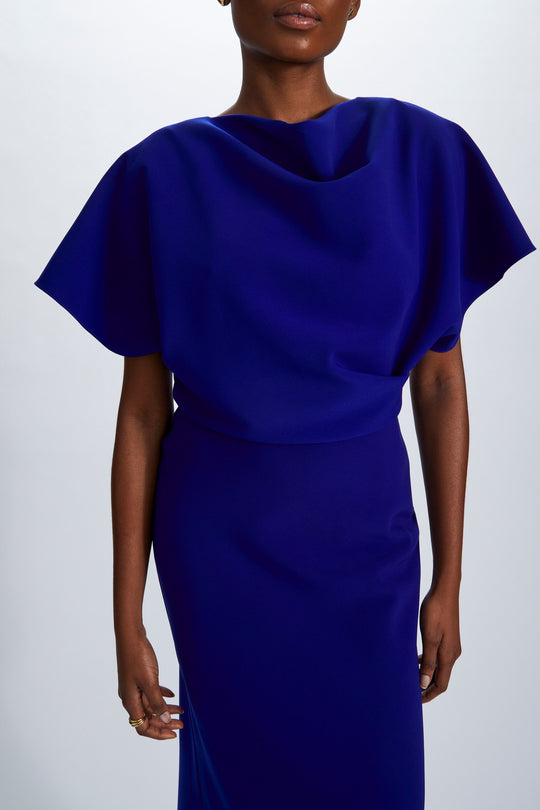 Crepe Draped Gown, $595, dress from Collection Evening by Amsale, Fabric: italian-stretch