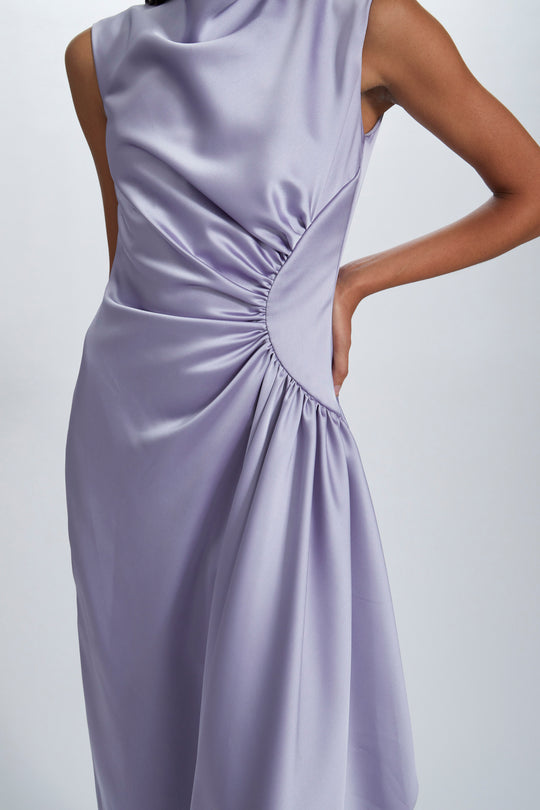 Asymmetric Draped Gown, $345, dress from Collection Evening by Amsale, Fabric: fluid-satin