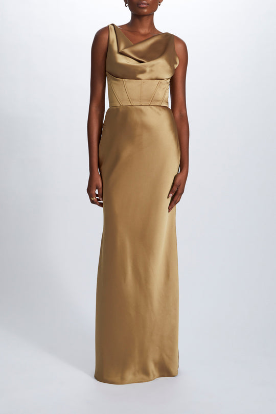 Fluid Satin Corset Gown, $325, dress from Collection Evening by Amsale, Fabric: fluid-satin