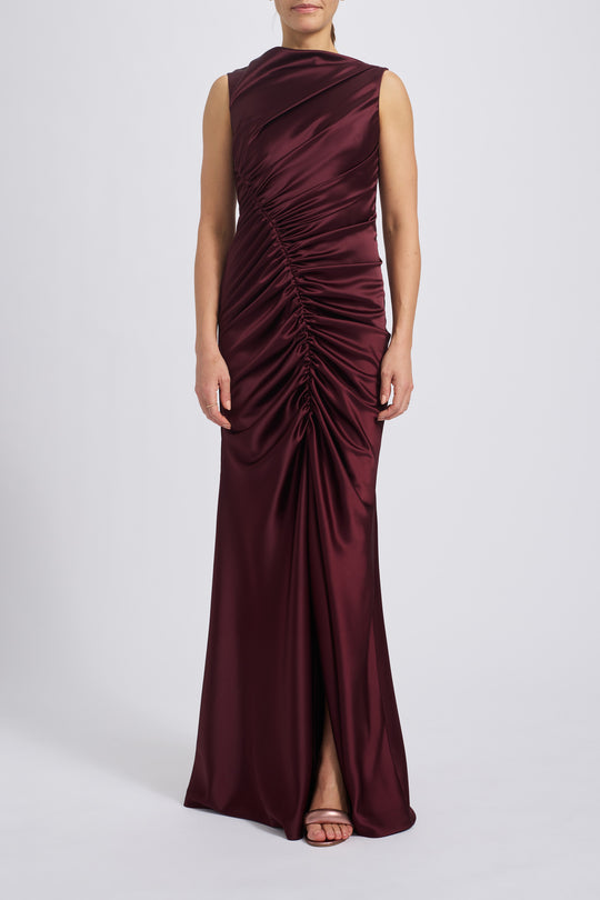 Fluid Satin Asymmetric Dress, $435, dress from Collection Evening by Amsale, Fabric: fluid-satin