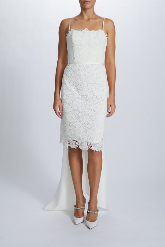 Guipure Lace Bow Dress, $395, dress from Collection Little White Dress by Amsale, Fabric: lace