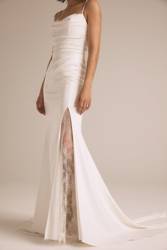 Blanca, $2,595, dress from Collection Bridal by Nouvelle Amsale, Fabric: scuba