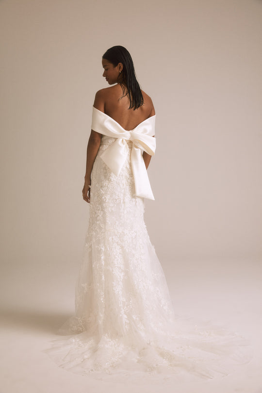 Jana, $3,995, dress from Collection Bridal by Nouvelle Amsale, Fabric: 3d-floral-embellished-illusion-tulle-and-mikado